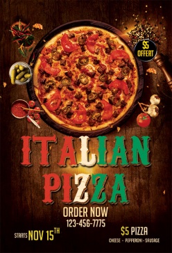 文化美食-意大利披萨英文宣传单模板